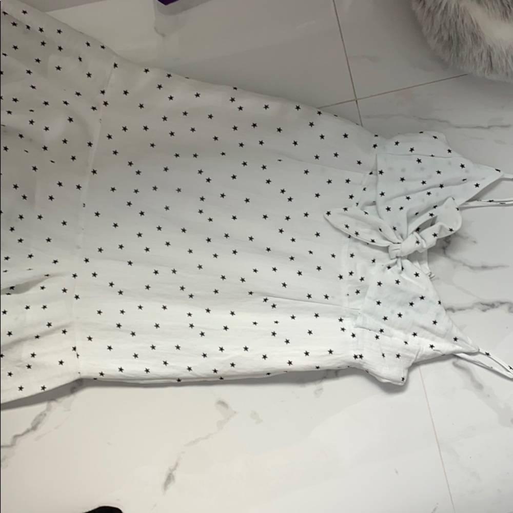 Aqua linen star printed dress